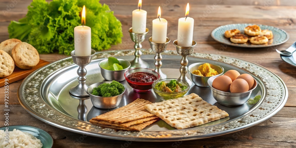 A plate celebrates Passover's symbols, including charoset's crushed apples, maror's worm-eaten lettuce, karpas's A plate celebrates Passover's symbols, including charoset's crushed apples, maror's worm-eaten lettuce, karpas's