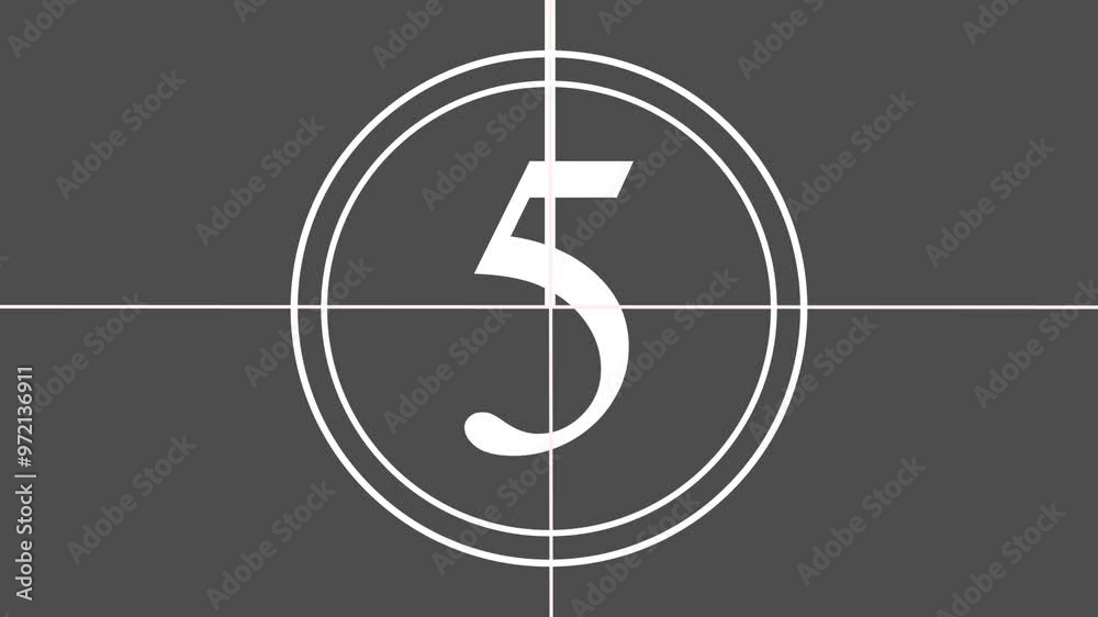 Countdown movie from 10 to 0 number. Old film movie timer count in grey retro style. . Movie-style countdown Counting from 10 seconds.  Old movie countdown film reel.