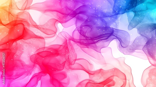 Twinkling stars and flowing swirls, pastel rainbow colors, seamless pattern, watercolor texture, delicate and enchanting, perfect for backgrounds.