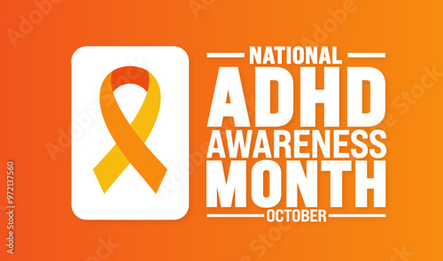 ADHD Awareness Month background or banner design template is observed every year in October. Holiday concept. Template for card, poster, placard, template. eps 10