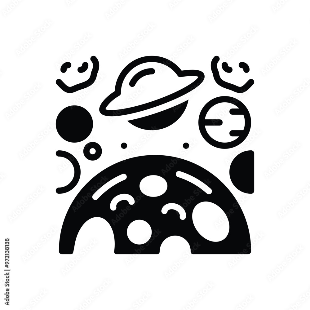 Black solid icon for planet Black solid icon for planet