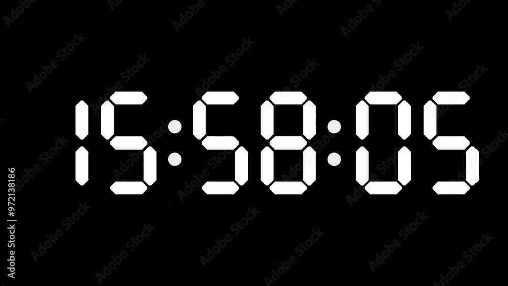 15:58 - 60 Second Full-Screen Countdown Timer with 7-Segment Display | 3:58 PM (Three O'Clock Fifty-Eight Minutes) | Fifteen O'Clock, Fifty-Eight Minutes 15:58 - 60 Second Full-Screen Countdown Timer with 7-Segment Display | 3:58 PM (Three O'Clock Fifty-Eight Minutes) | Fifteen O'Clock, Fifty-Eight Minutes