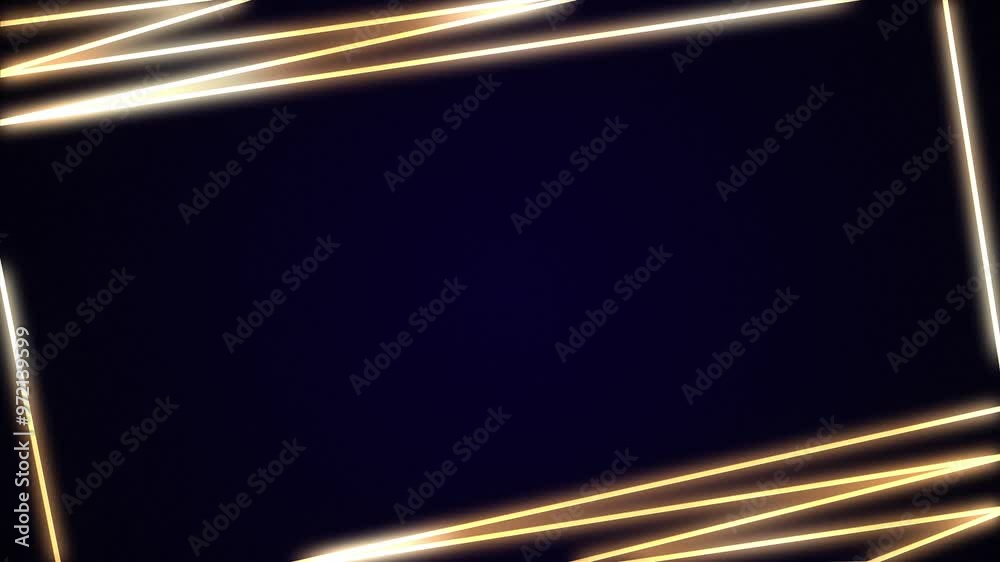 Dark blue gradient background with glowing golden iridescent thread ...