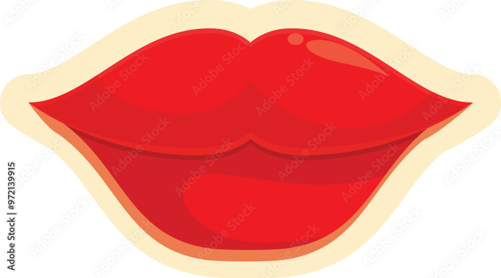 Cartoon red lips are showing a passionate kissing expression Cartoon red lips are showing a passionate kissing expression