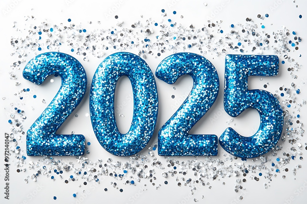 2025 Blue bent write isolated on white background - 3D rendering illustration 2025 Blue bent write isolated on white background - 3D rendering illustration
