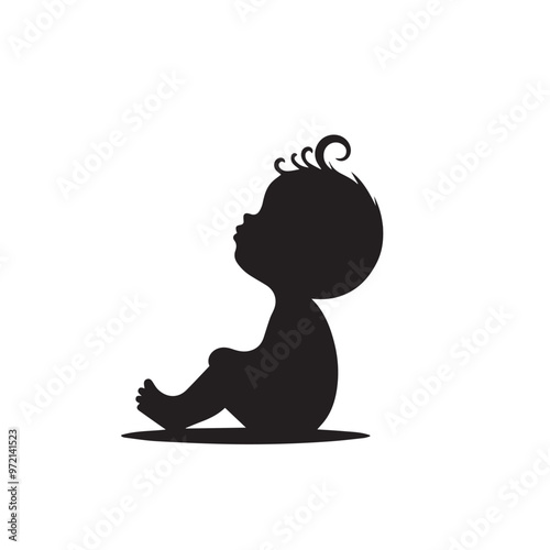 Baby silhouette. Infant vector design. Baby playing silhouette.