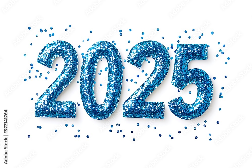 2025 Blue bent write isolated on white background - 3D rendering illustration 2025 Blue bent write isolated on white background - 3D rendering illustration