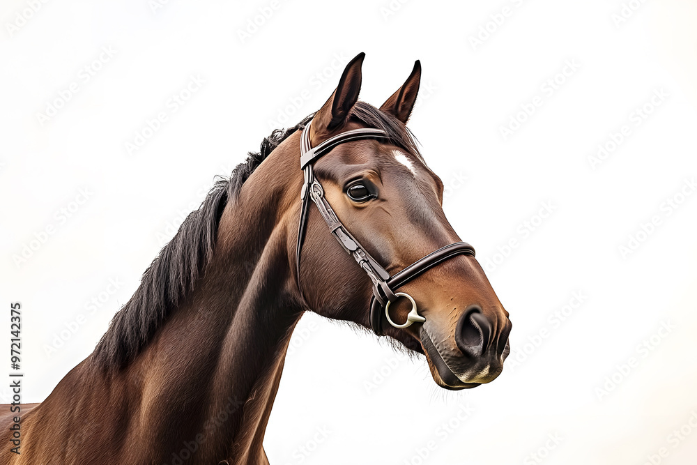 Close up brown horse portrait isolated on white background Close up brown horse portrait isolated on white background