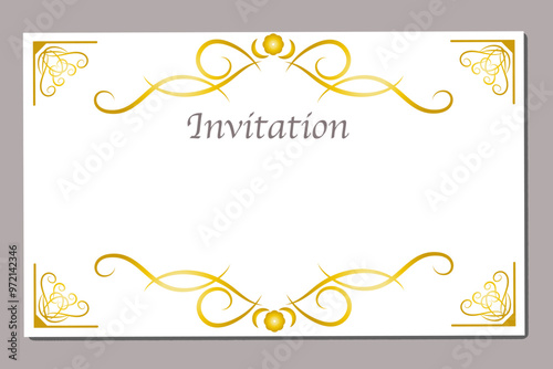 invitation letter ゴールドフレームの招待状