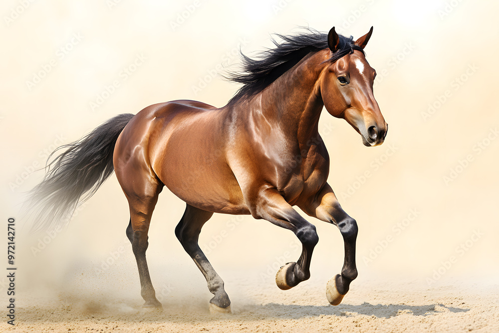 Running brown horse isolated on white background Running brown horse isolated on white background