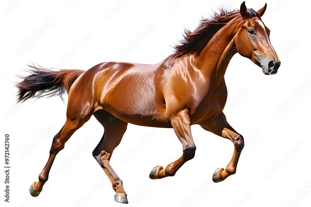 Running brown horse isolated on white background Running brown horse isolated on white background