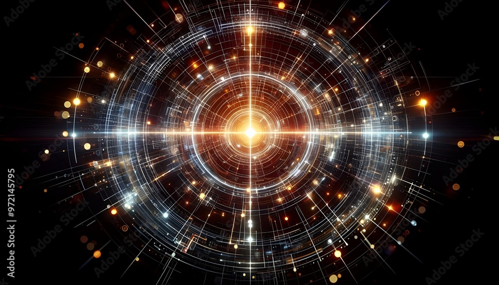 An abstract glowing light pattern against a dark backdrop, concept of futuristic technology. An abstract glowing light pattern against a dark backdrop, concept of futuristic technology.