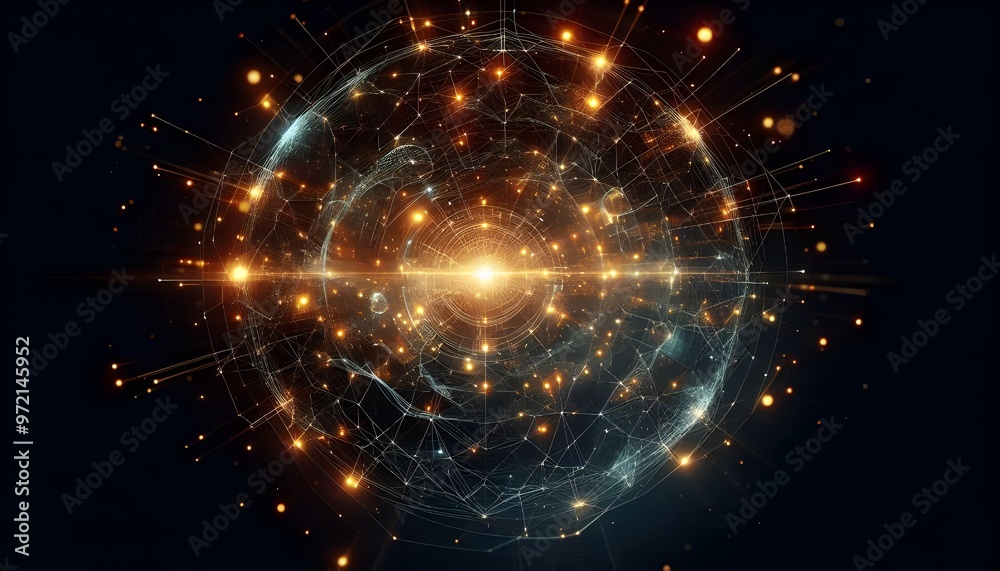An abstract glowing light pattern against a dark backdrop, concept of futuristic technology. An abstract glowing light pattern against a dark backdrop, concept of futuristic technology.