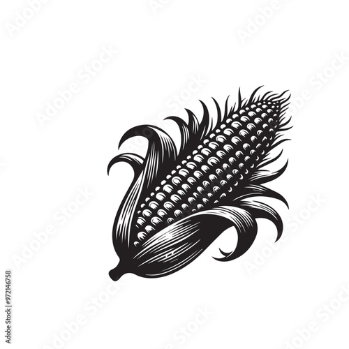 Corn cob silhouette. Corn logo, icon. Maize vector design isolated on white background.