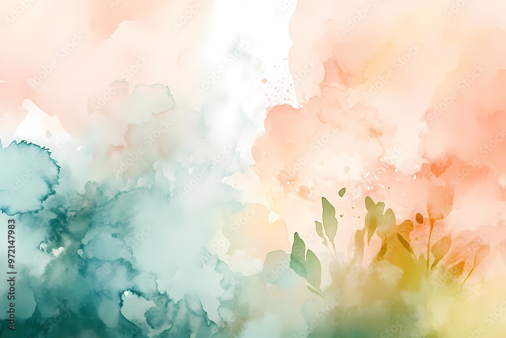 Abstract Watercolor Background: A serene and ethereal blend of soft pastel colors, with delicate floral silhouettes emerging from the swirling watercolor, capturing the beauty of nature's artistry. Abstract Watercolor Background: A serene and ethereal blend of soft pastel colors, with delicate floral silhouettes emerging from the swirling watercolor, capturing the beauty of nature's artistry.
