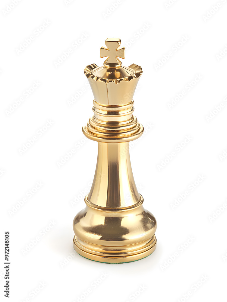 Golden chess king isolated on white background. Strategy planning and competition Golden chess king isolated on white background. Strategy planning and competition