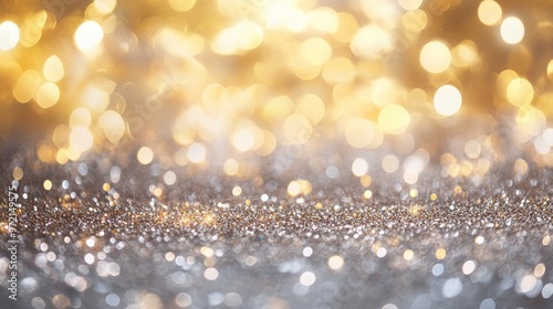 dazzling background of gold and silver glitter with a bokeh effect