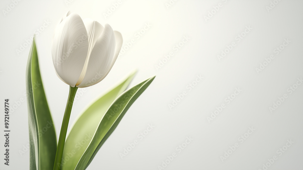 White tulip on a white background
