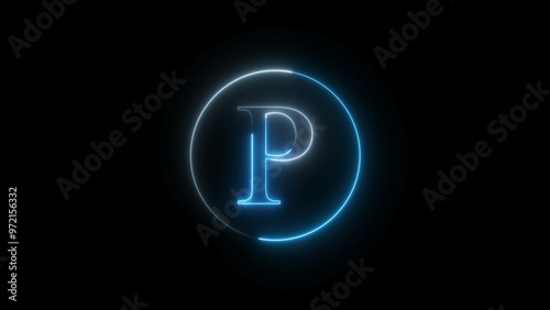 Neon Glowing Alphabet Letter Sign Illustration Background. 