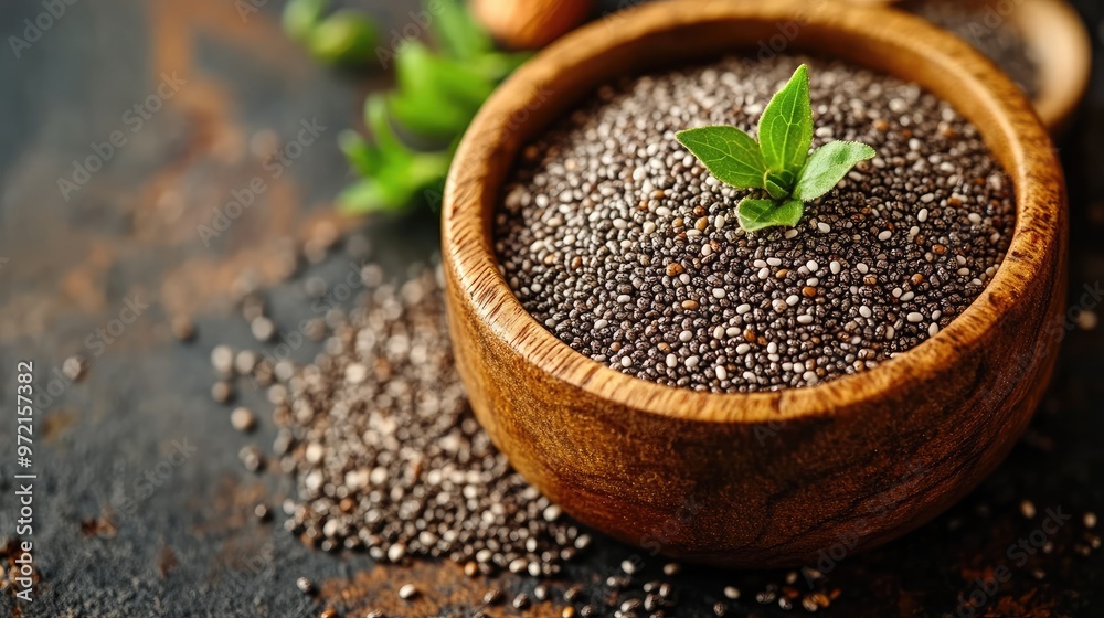 Nutritious Bowl of Chia Seeds Soaking in Almond Milk for Brain Boosting and Wellness Nutritious Bowl of Chia Seeds Soaking in Almond Milk for Brain Boosting and Wellness