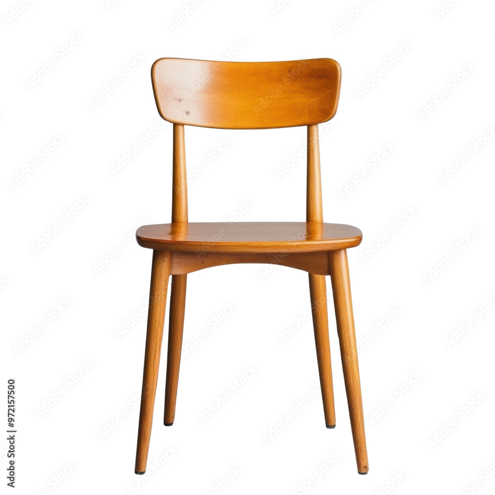 Modern wooden chair with clean lines against a transparent background Modern wooden chair with clean lines against a transparent background