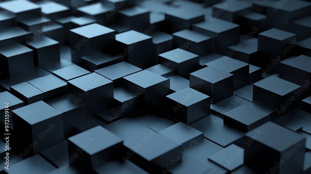 Abstract blue geometric background with 3D cubes. Abstract blue geometric background with 3D cubes.