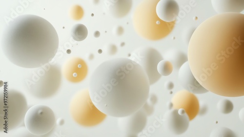 Abstract background with white and yellow spheres.
