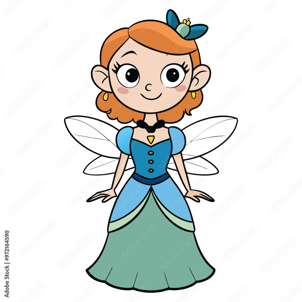 Cute Fairy Girl with Wings Cartoon Character Cute Fairy Girl with Wings Cartoon Character
