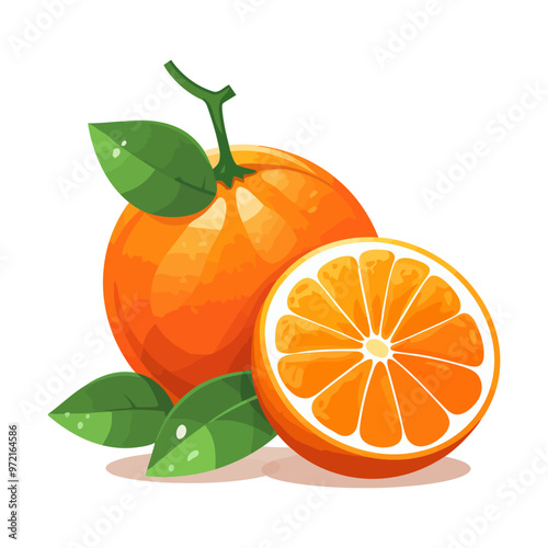 Orange icon. Orange image isolated. Sliced orange in flat design. Vector illustration