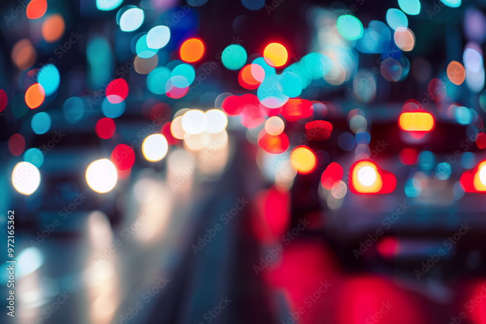 A busy street with many cars and a blurry background, generative ai image., A busy street with many cars and a blurry background, generative ai image.,