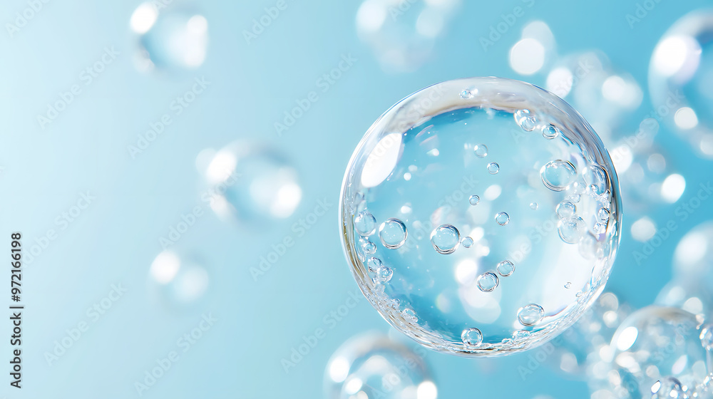 close-up of hyaluronic acid bubbles floating gracefully in a transparent serum close-up of hyaluronic acid bubbles floating gracefully in a transparent serum