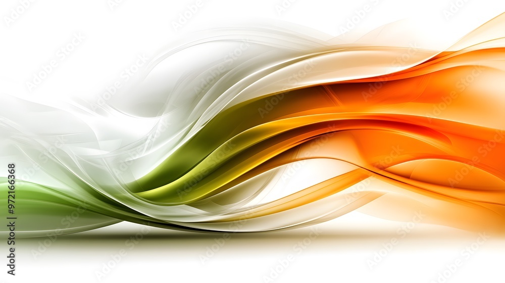 Abstract Green Orange Yellow White Flowing Wavy Lines Background Abstract Green Orange Yellow White Flowing Wavy Lines Background