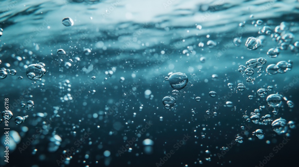 Underwater scene with bubbles rising through clear water. Underwater scene with bubbles rising through clear water.