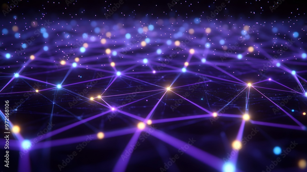 Abstract Network Connection with Glowing Lines and Nodes Abstract Network Connection with Glowing Lines and Nodes