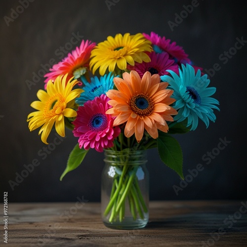 Wallpaper Mural Fresh Seasonal Neon lighting Flowers in a Vintage Floral bucket Torontodigital.ca