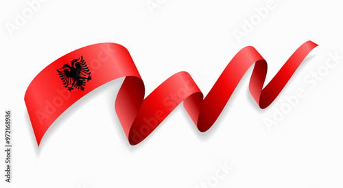 Bild auf Leinwand Albanian flag wavy abstract background. Vector illustration.