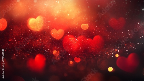bokeh effect with twinkling lights in shades of red and gold