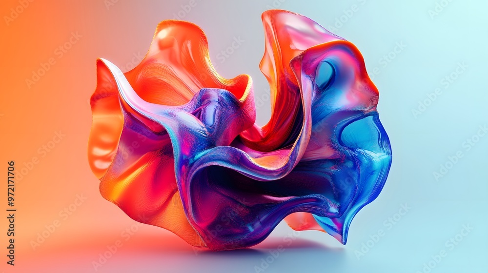 Obraz premium A 3D abstract shape that appears to float off the screen, with dynamic colors and depth, creating a captivating visual