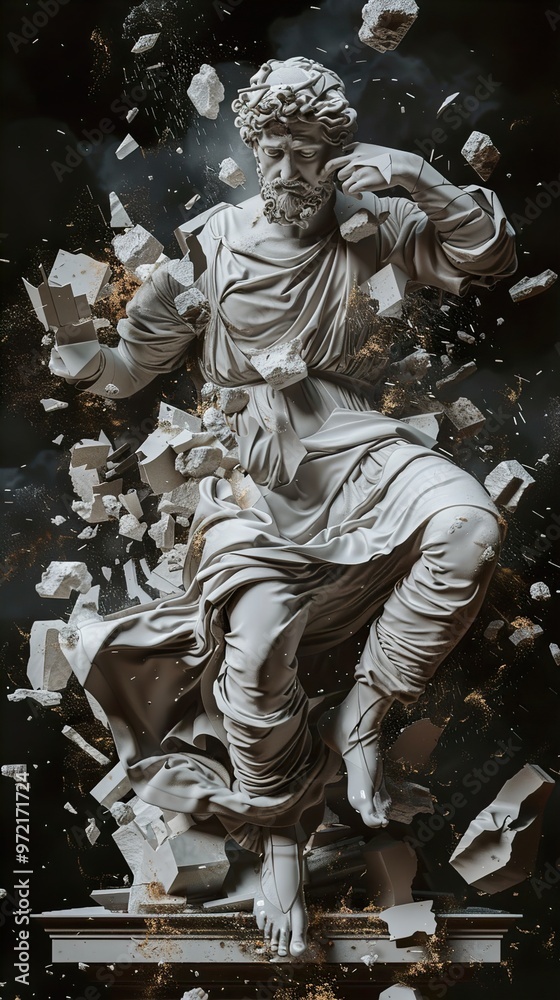 Shattered Marble Statue: A Dramatic Depiction of Time and Decay Shattered Marble Statue: A Dramatic Depiction of Time and Decay