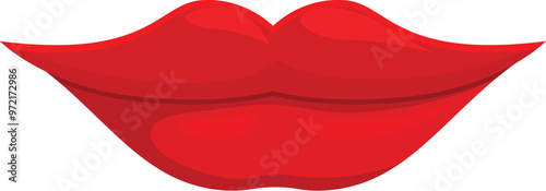 Red lips are showing kissing gesture, isolated on white background