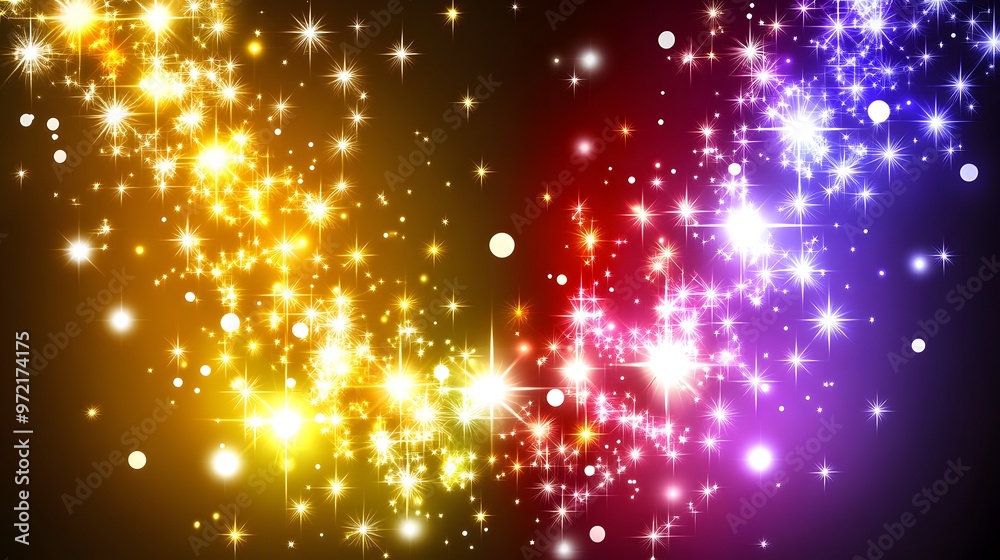 Fototapeta premium Bright Sparkly Starburst Background with Yellow Pink and Purple Colors
