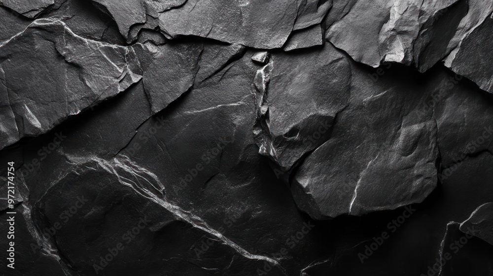 A textured black stone surface with subtle white veining, ideal for backgrounds or design. A textured black stone surface with subtle white veining, ideal for backgrounds or design.