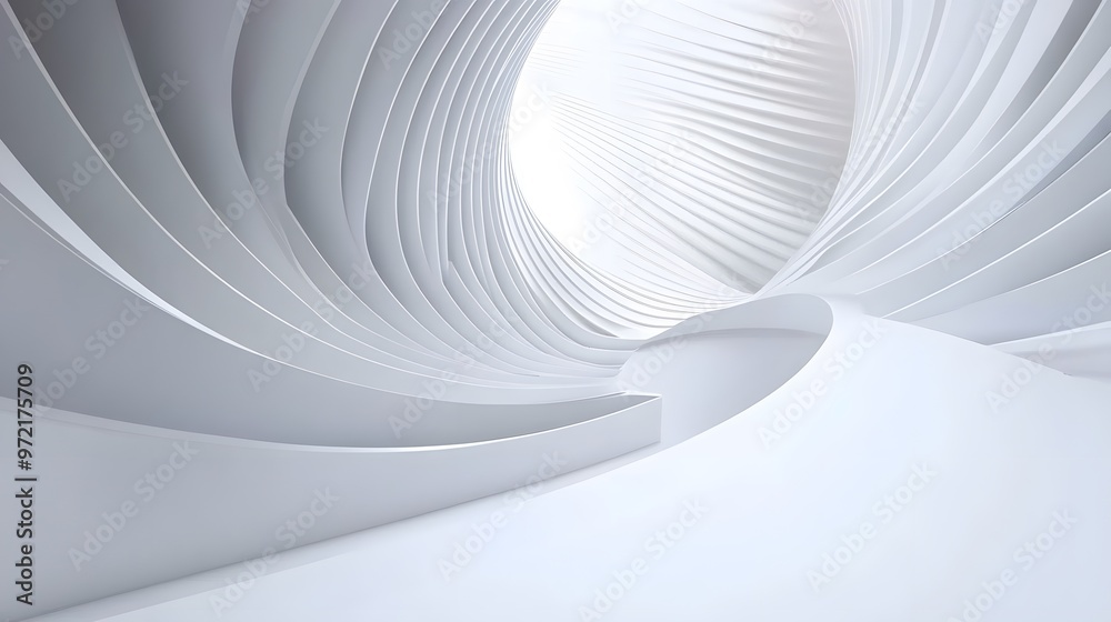 Naklejka premium Abstract White Curved Architecture Interior Design