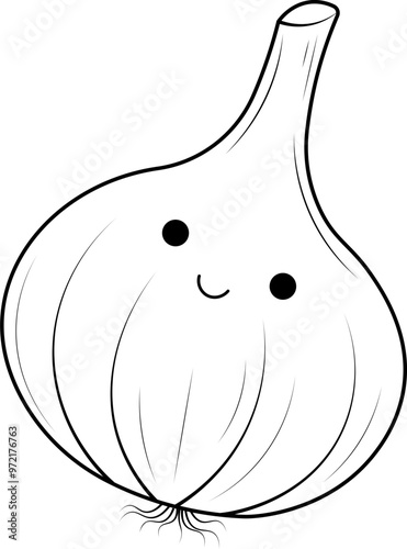 cute garlic outline coloring page 