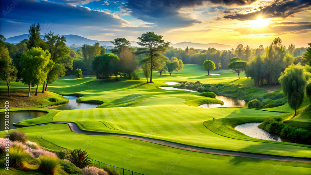 Scenic golf course with golfers enjoying a beautiful day surrounded by rolling hills and lush greenery.
Peaceful countryside landscape featuring a scenic golf course, ideal for a relaxing and enjoyabl Scenic golf course with golfers enjoying a beautiful day surrounded by rolling hills and lush greenery.
Peaceful countryside landscape featuring a scenic golf course, ideal for a relaxing and enjoyabl
