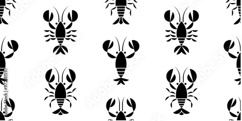 Seamless pattern with Crayfish. isolated on white background