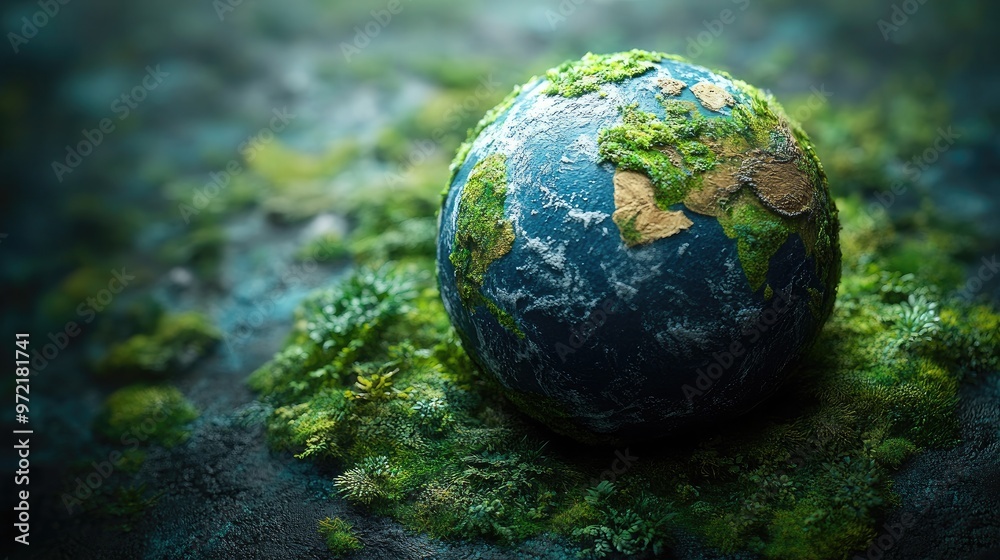 World Environment and Earth Day Concept Featuring a Blue Globe to Promote Eco-Friendly Initiatives and Awareness World Environment and Earth Day Concept Featuring a Blue Globe to Promote Eco-Friendly Initiatives and Awareness