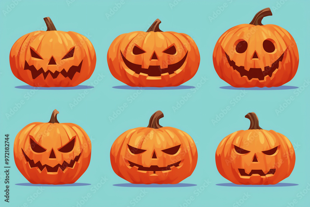 ハロウィンのジャックオーランタンの色々な表情