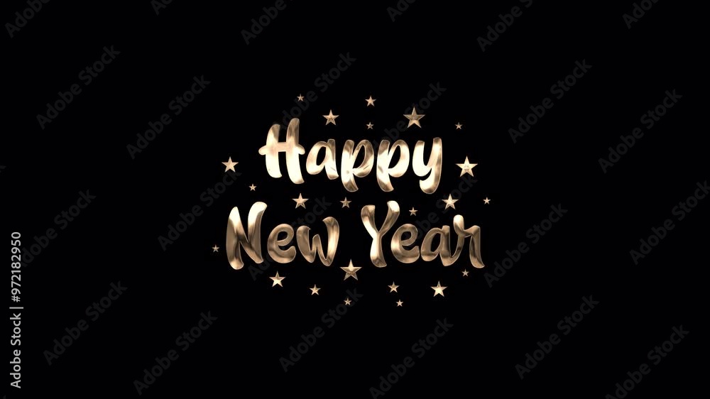 Happy New Year Animation Text in Gold Color. Great for video introduction 4K Footage and used as a card for New year celebration. Animated text Happy New Year in luxury style gold color.