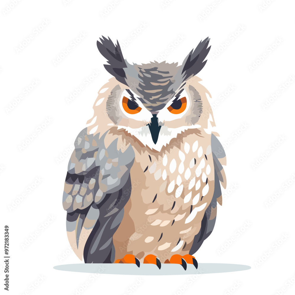 Fototapeta premium Owl image. Image of a cute owl isolated on white. Vector illustration.
